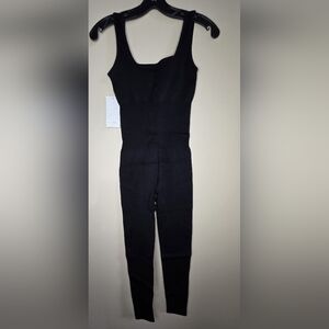 Get Mod Women's Black Sleeveless Ribbed Bodysuit Jumpsuit